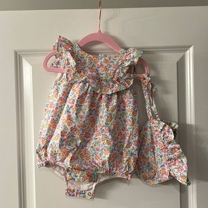 Tommy Bahamas baby girl outfit with matching hat. Size 9months